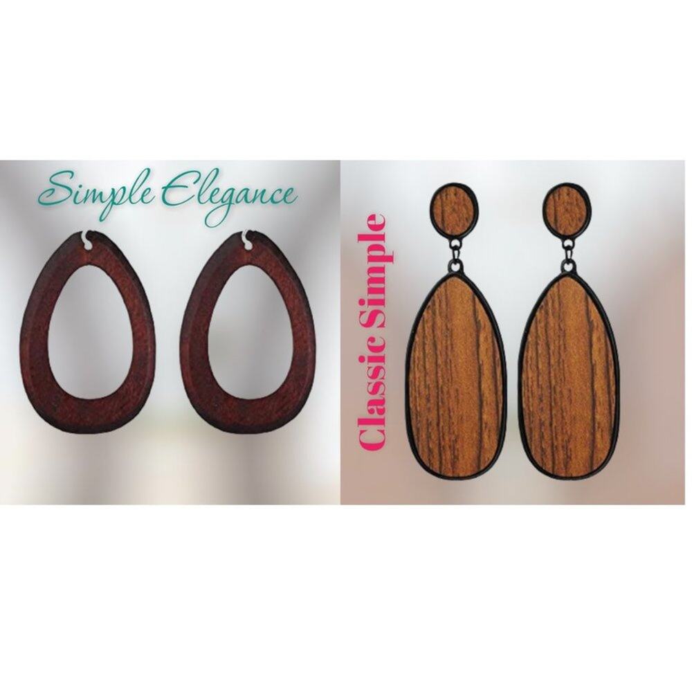 Two Sets of Wood Drop Earrings NWT